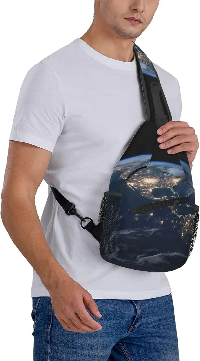 Earth From The Outer Space Sling Bag Backpack For Men Cross Chest Bag Crossbody Shoulder Bag Travel Hiking Daypack