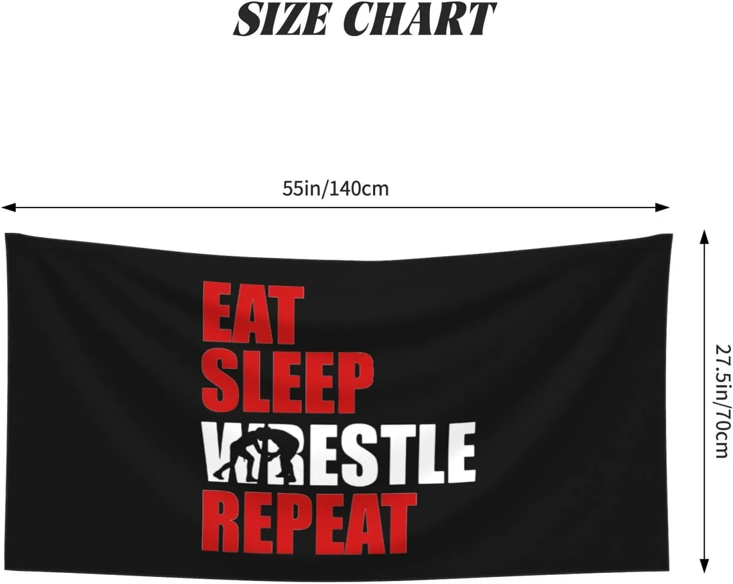 Eat Sleep Wrestle Repeat Wrestling Large Beach Towel 27.5x55 Inches - Ultra Soft & Quick Dry, Lightweight Sand Towel for Pool, Travel, Summer | Bath Towel for Adults & Family