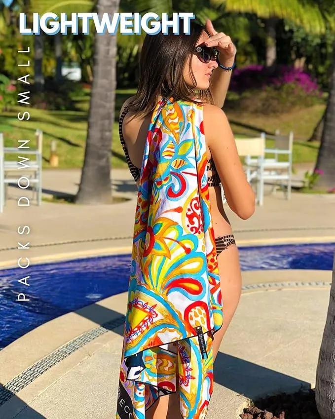ECCOSOPHY Microfiber Beach Towel - Sand Free Towels are Quick Dry, Light Weight, Super Absorbent - Perfect Pool, Travel, Cruise, Camping Essentials - Oversized Extra Large for Adults 71x35 in
