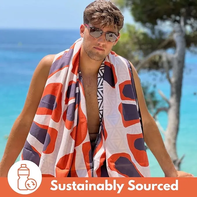 ECCOSOPHY Microfiber Beach Towel - Sand Free Towels are Quick Dry, Light Weight, Super Absorbent - Perfect Pool, Travel, Cruise, Camping Essentials - Oversized Extra Large for Adults 71x35 in