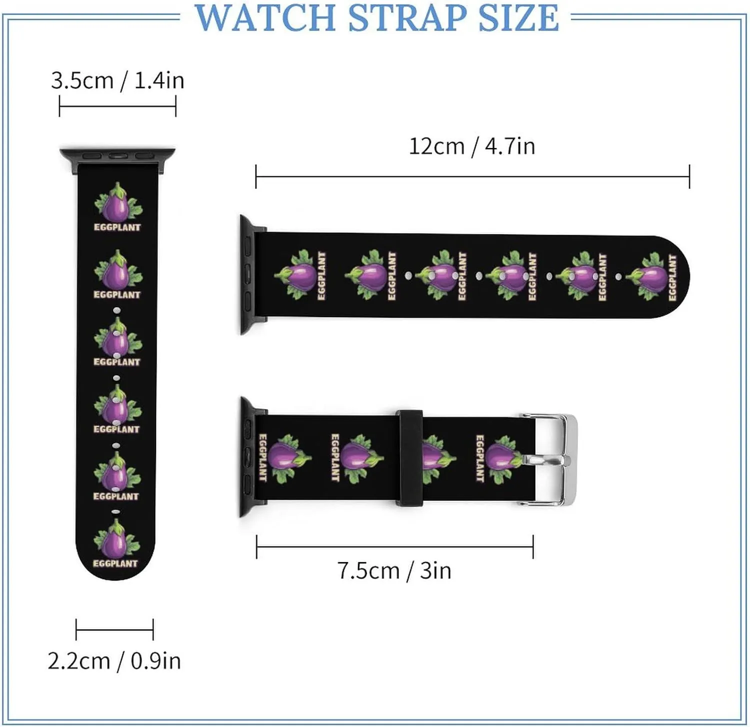 Eggplant Adjustable Silicone Watchband Compatible with IWatch Classic Soft Sports Watch Strap for Men Women