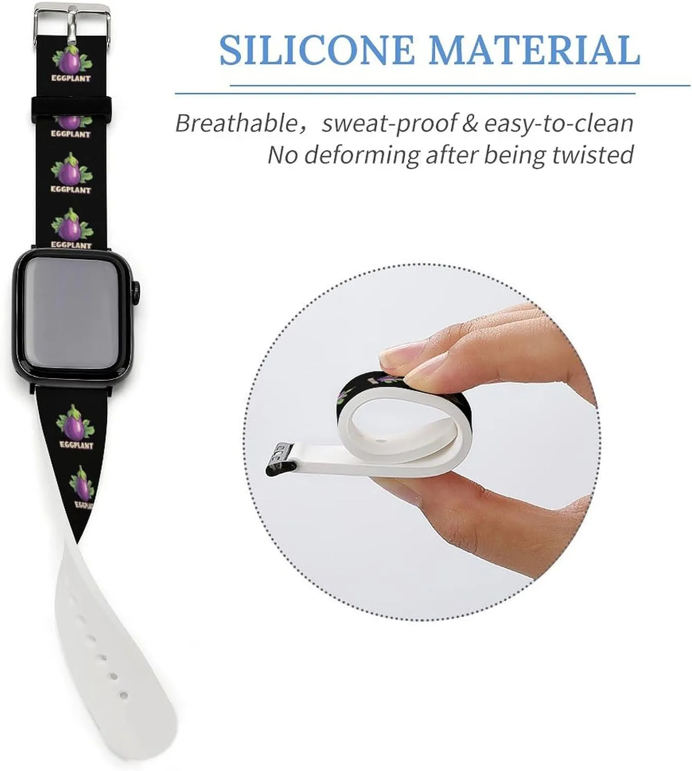 Eggplant Adjustable Silicone Watchband Compatible with IWatch Classic Soft Sports Watch Strap for Men Women