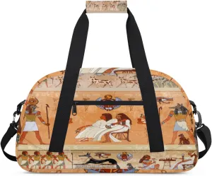 Egyptian Tribe Life Gym Duffel Bag for Men Women Egyptian Sports Tote Bag with Adjustable Shoulder Strap for Dance Gymnastics Traveling Outdoor Camping Overnight Stay