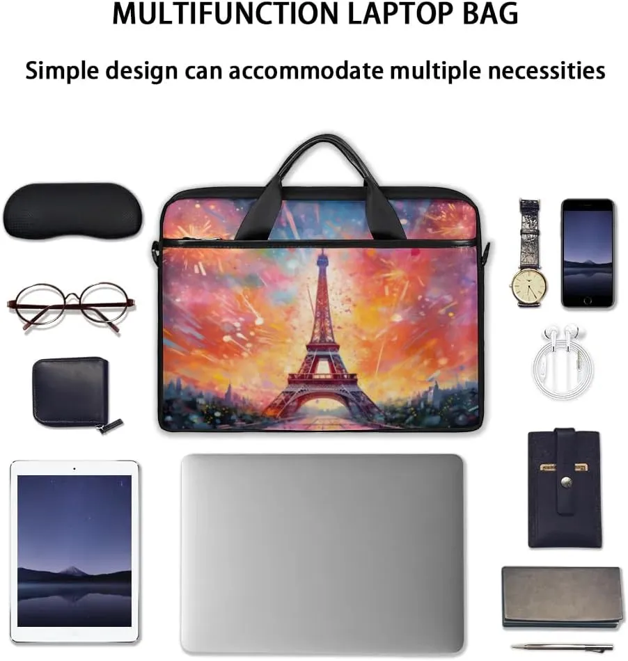 Eiffel Tower Spring Flowers 15 Inch Laptop Bag Laptop Shoulder Bag Computer Cases for Laptops or Tablets