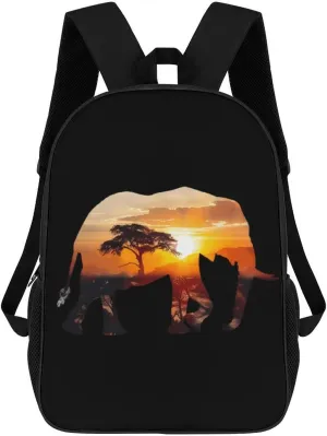 Elephant Africa Landmark Inside Funny Travel Backpack 17 Inch Casual Daypack Large Capacity Shoulder Bag for Men Women