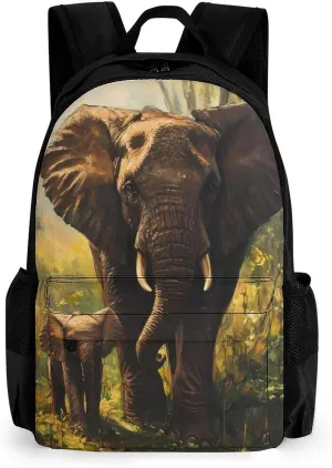 Elephant Calf in The Forests Fashion Backpack Cute Daypack Unisex Laptop Bag for Travel Business Work