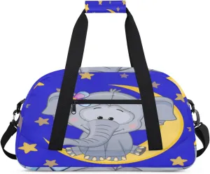 Elephant Star Moon Gym Duffel Bag for Men Women Lovely Elephant Sports Tote Bag with Adjustable Shoulder Strap for Dance Gymnastics Traveling Outdoor Camping Overnight Stay