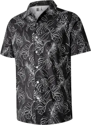 ELETOP Men's Hawaiian Shirt Summer Stretch Short Sleeve Tropical Beach Button Down Casual Shirt