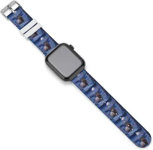 Elks In Moon Adjustable Silicone Watchband Compatible with IWatch Classic Soft Sports Watch Strap for Men Women