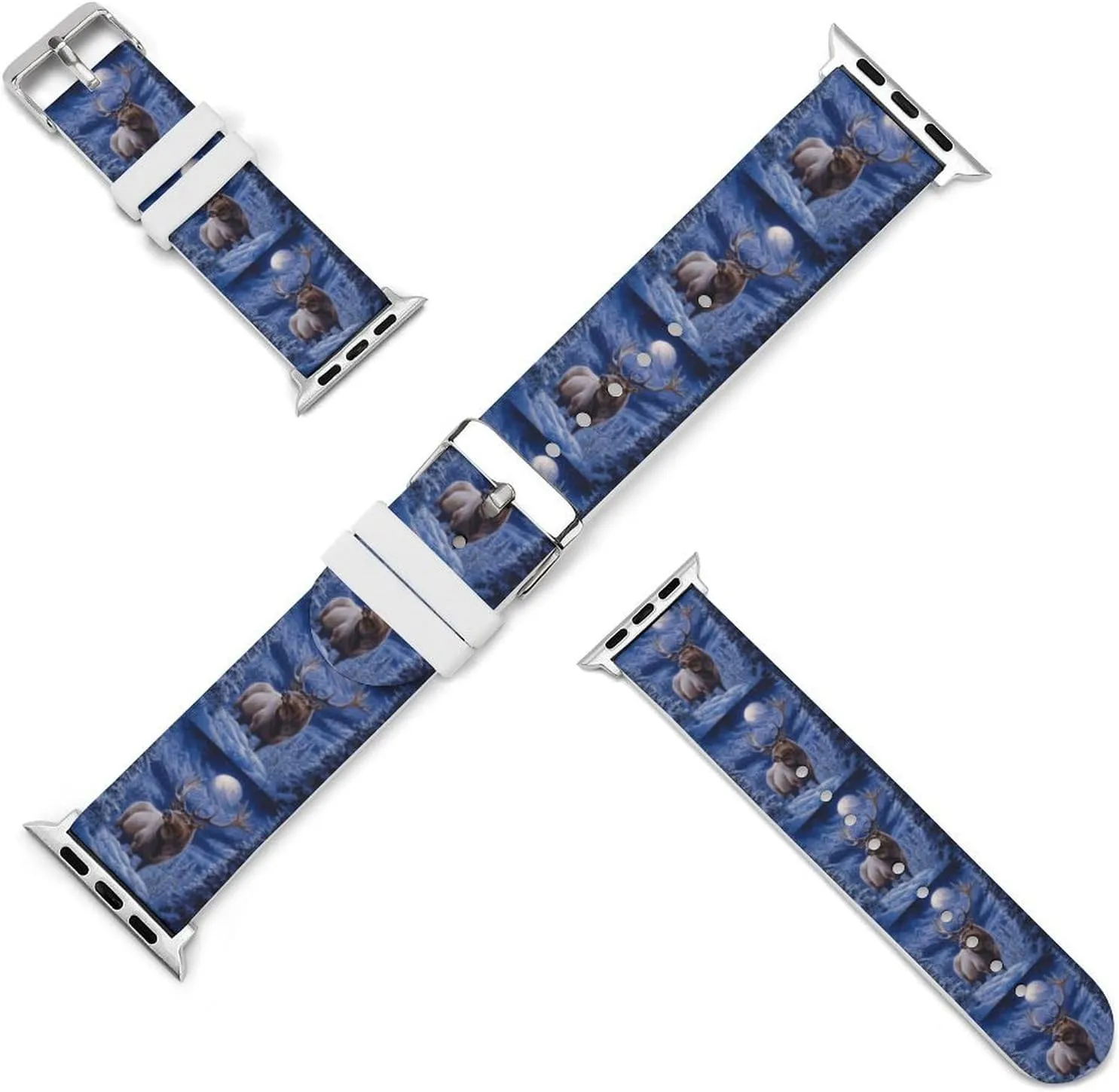 Elks In Moon Adjustable Silicone Watchband Compatible with IWatch Classic Soft Sports Watch Strap for Men Women