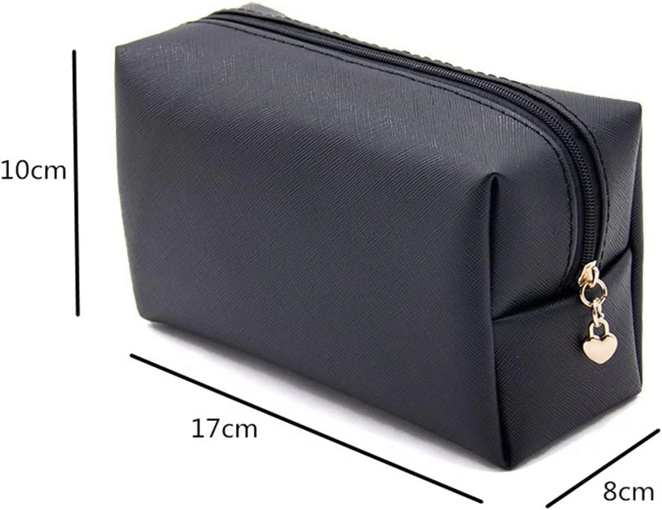 Embroidery Small Makeup PU Leather Travel Cosmetic Pouch Toiletry Bag for Women Portable Water-Resistant (White)