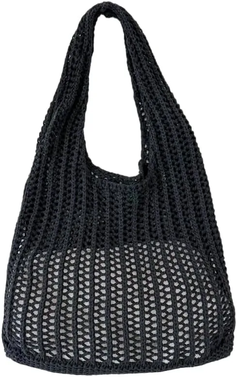ENBEI Crochet Beach Bag - Women's Knit Shoulder Bags for Travel - Cute, Handmade Tote