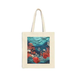 Enchanting Underwater Scene Cotton Canvas Tote Bag