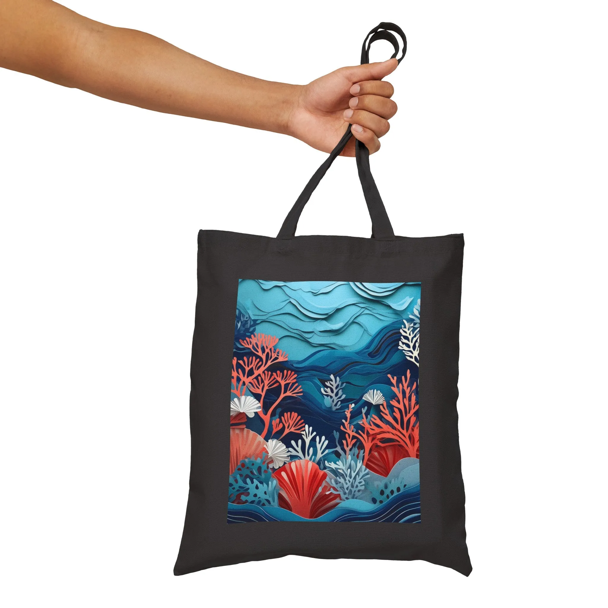 Enchanting Underwater Scene Cotton Canvas Tote Bag