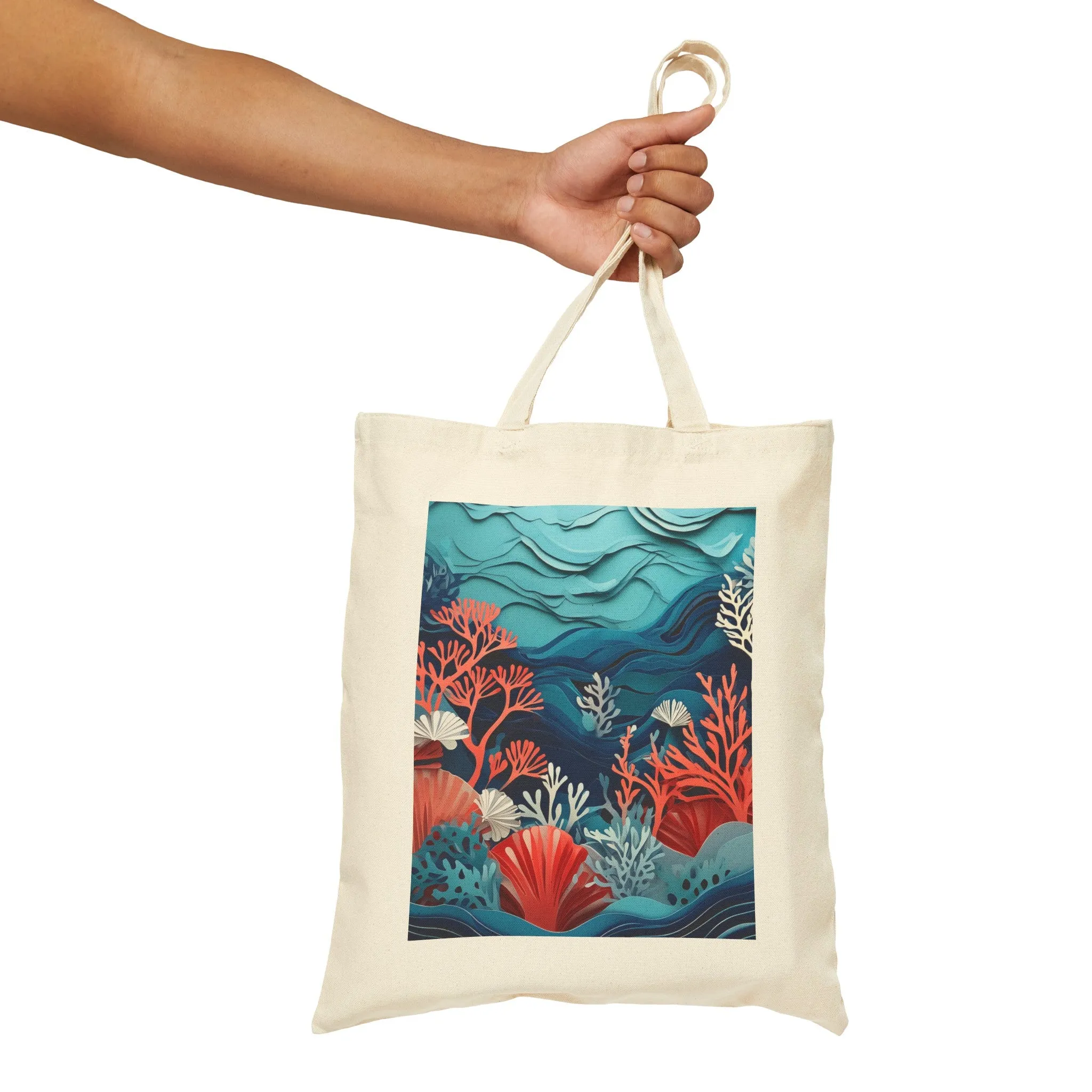 Enchanting Underwater Scene Cotton Canvas Tote Bag