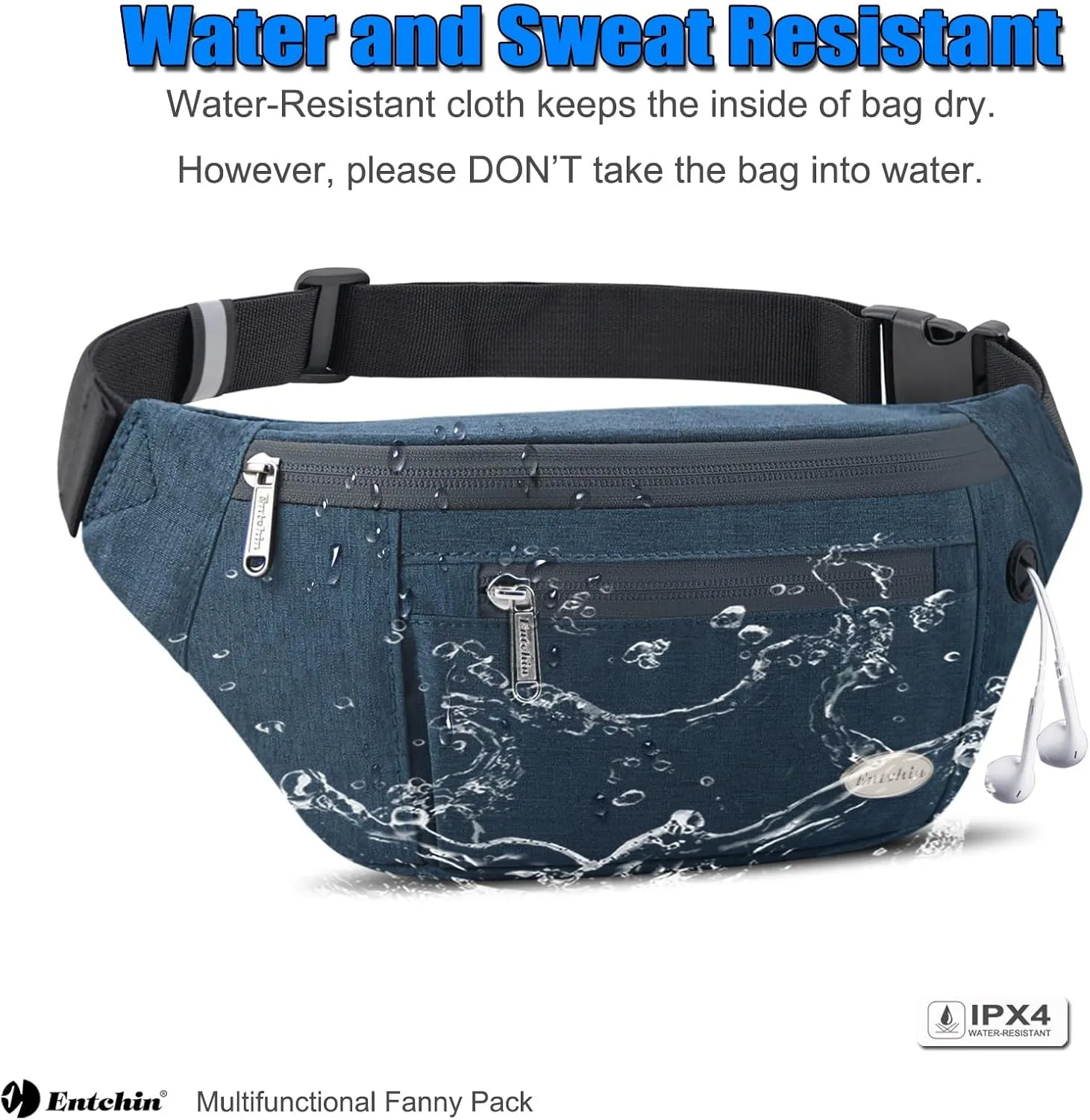 Entchin Fanny Pack for Women Men,Crossbody Belt Bag with 4-Zipper Pockets,Adjustable Waist Bag Pack,One of the Most Popular Travel Essential Gifts for Walking,Traveling,Cycling and Shopping