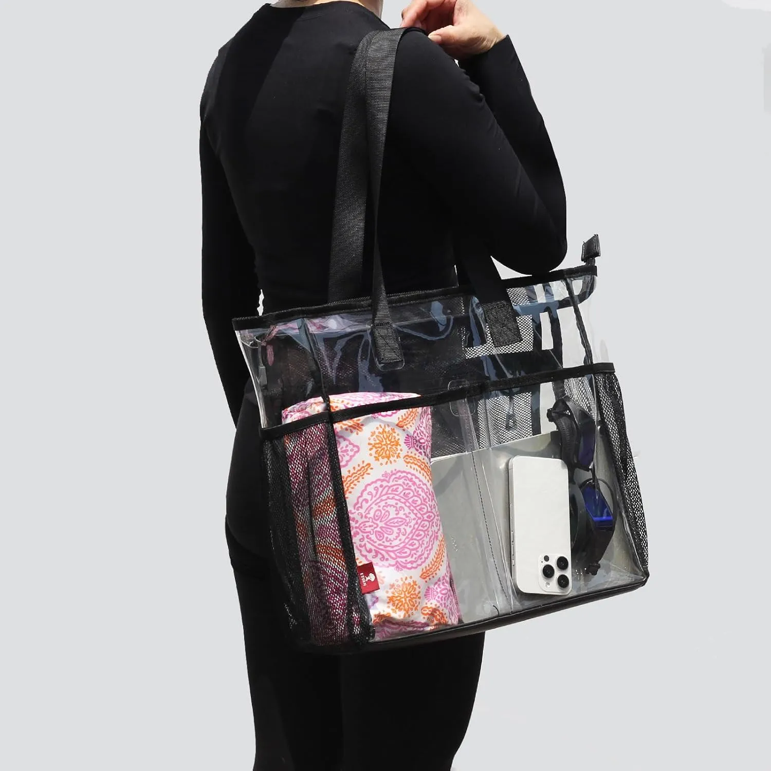 ESVAN Clear Tote bags Stadium Approved Security Travel Gym See Through Bags for Work Sports Concerts Travel Beach