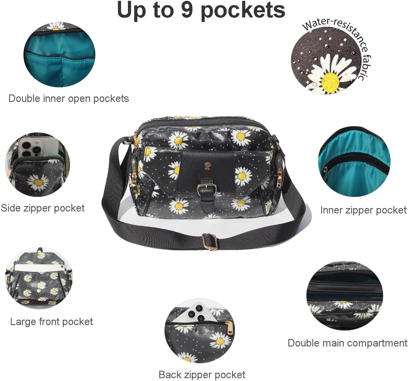ESVAN Crossbody Bags for Women, Fashion Purses for Women Handbags Shoulder Bag with 2 Detachable Strap