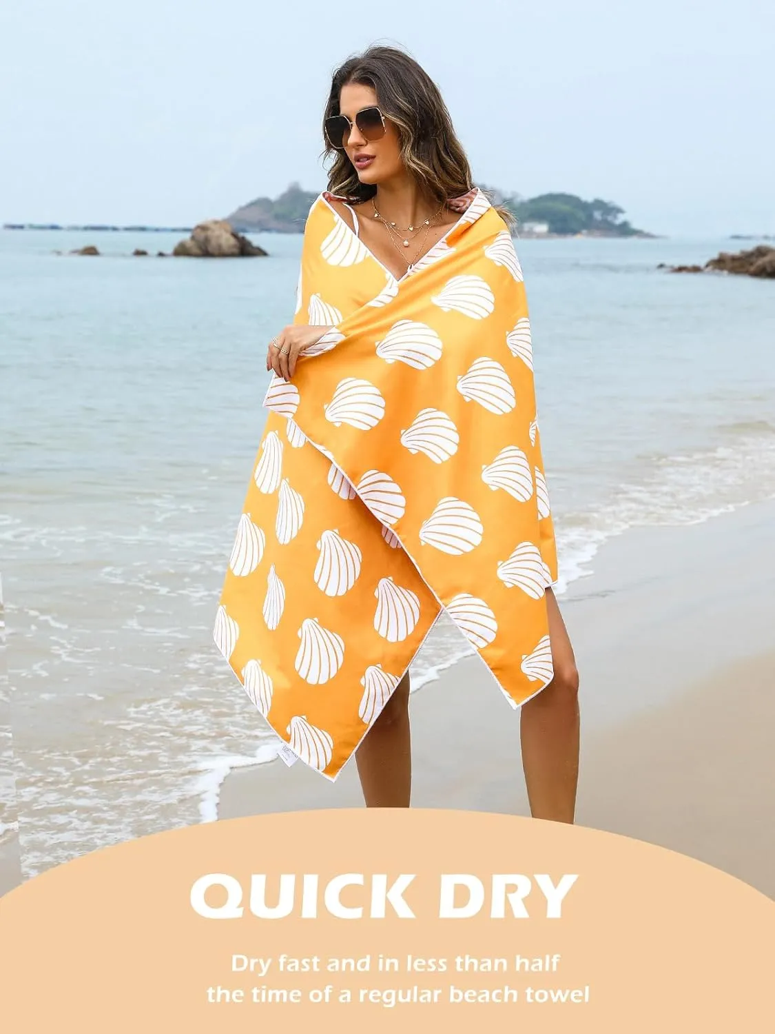 Eunzel 2 Pack Microfiber Beach Towel, Quick Dry Travel Towel Large Sand Free Towel for Beach, Camping, Swim Pool, Gym, Sports& Yoga 71"x32", Sea Shell