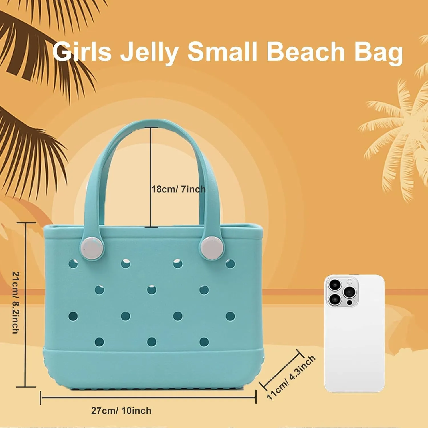 EVA Waterproof Beach Tote, Rubber Travel Bags Sandproof Small Size Handbag for Sports Gym Travel Market Outdoor