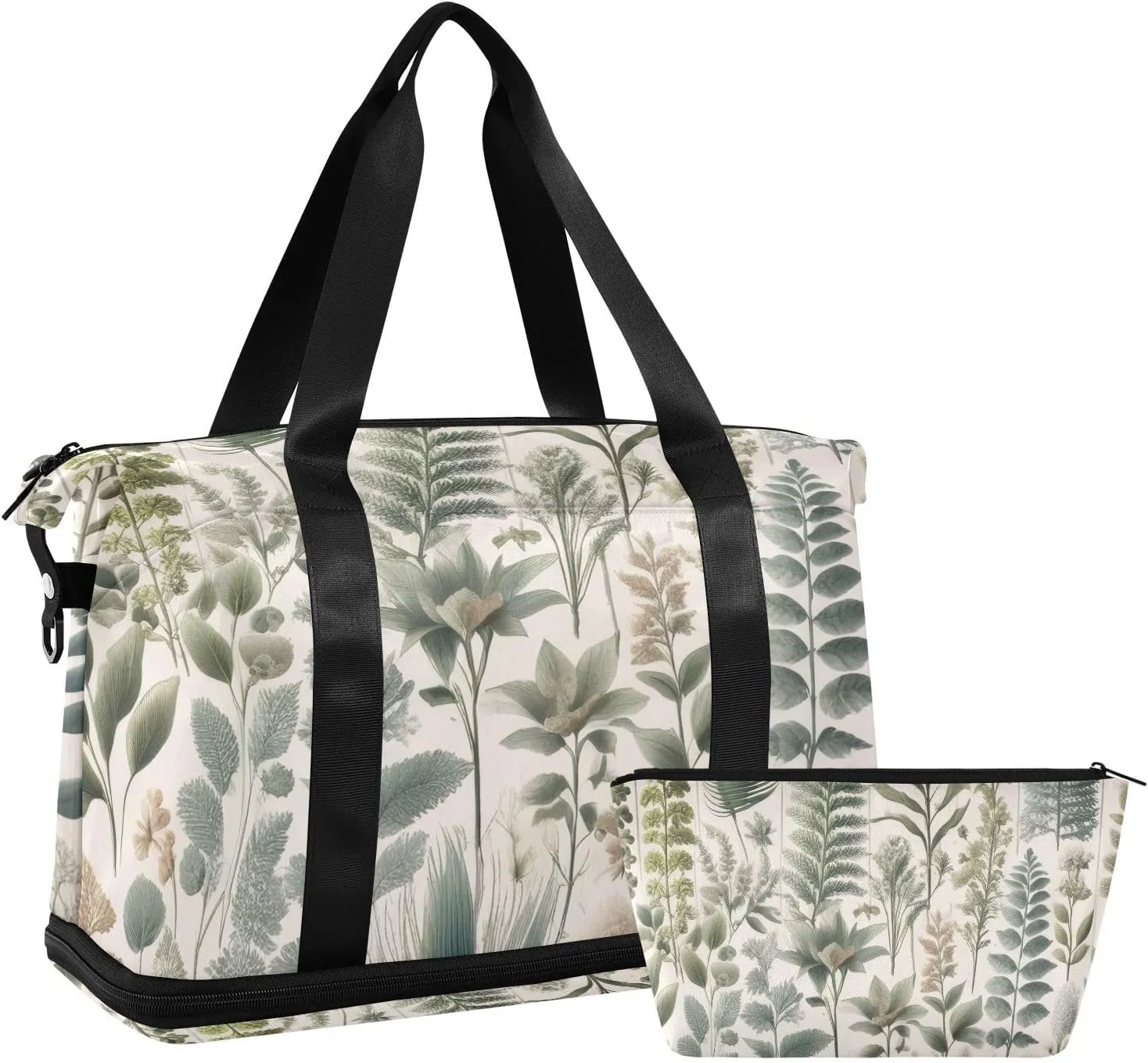 Extoic Fern and Plams Gym Bag for Women Sport Travel Duffel Bag Shoulder Weekender Overnight Bags with Wet Pocket & Shoe Compartment