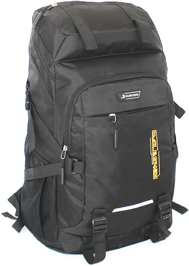 Eysee Backpack Canvas Camping Hiking Backpack Trekking Backpack Water Resistant Rucksack for Men Women, Black, 56 long