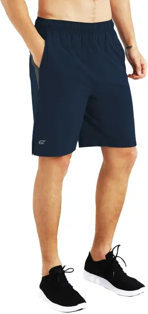 EZRUN Mens 9 Inch Lightweight Running Workout Shorts with Liner Loose-Fit Gym Shorts for Men with Zipper Pockets