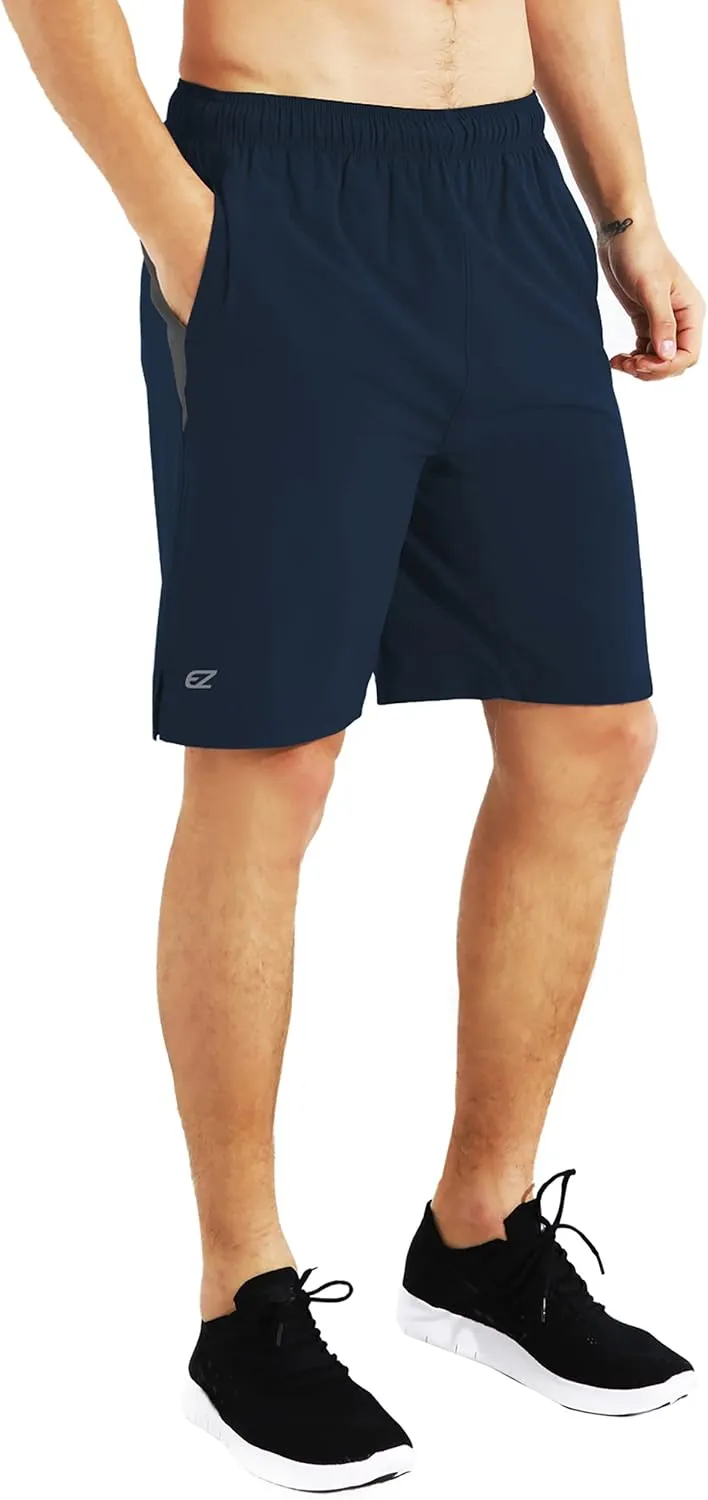 EZRUN Mens 9 Inch Lightweight Running Workout Shorts with Liner Loose-Fit Gym Shorts for Men with Zipper Pockets