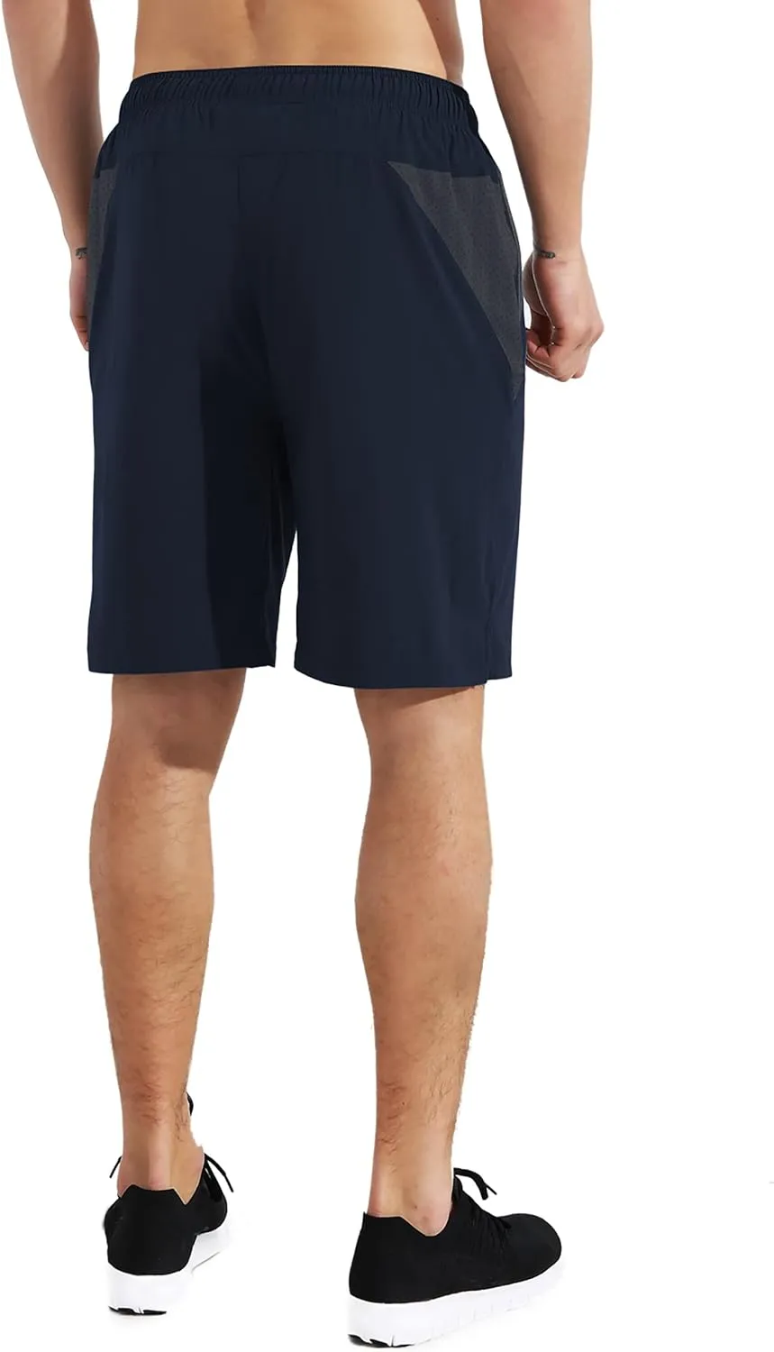 EZRUN Mens 9 Inch Lightweight Running Workout Shorts with Liner Loose-Fit Gym Shorts for Men with Zipper Pockets