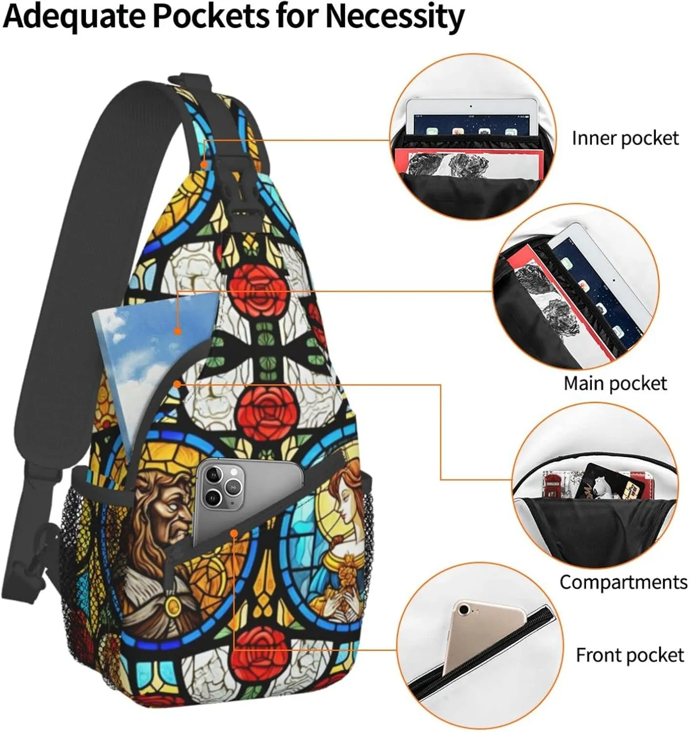 Fairytale Glass Outdoor Cross-body Shoulder Bag, Unisex Backpack For Women Men Young Hiking Travel