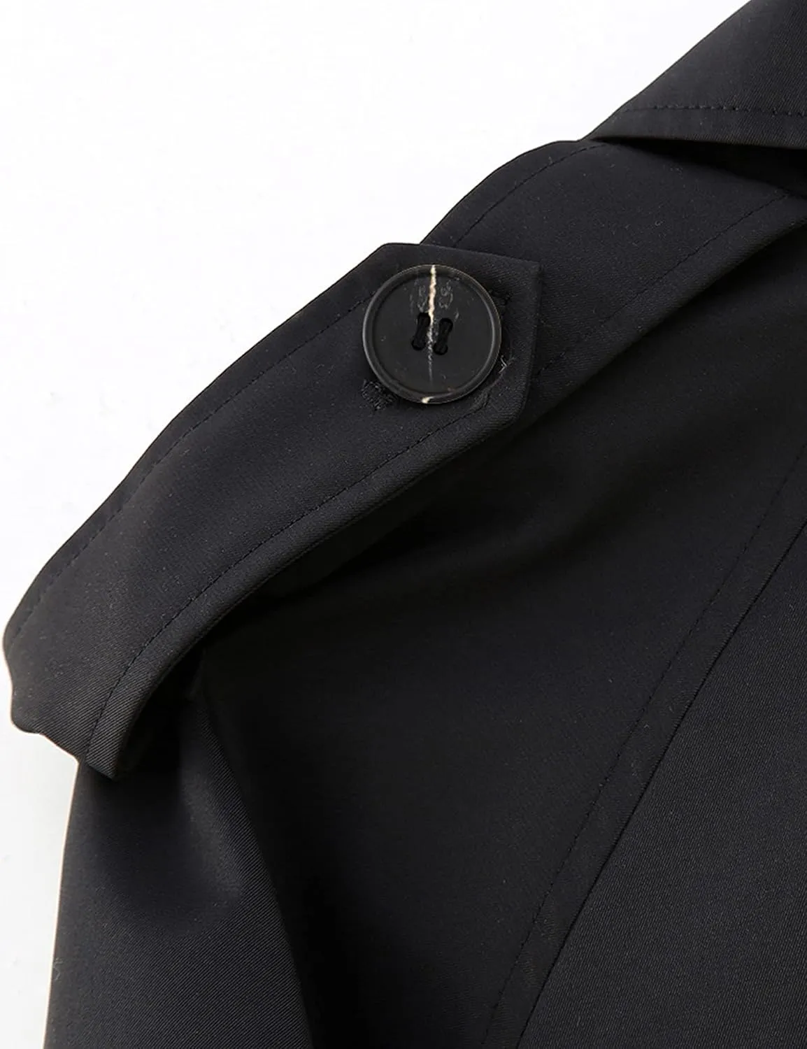 Faleave Womens Cropped Jacket Long Sleeve Belted Trench Coat Solid Color