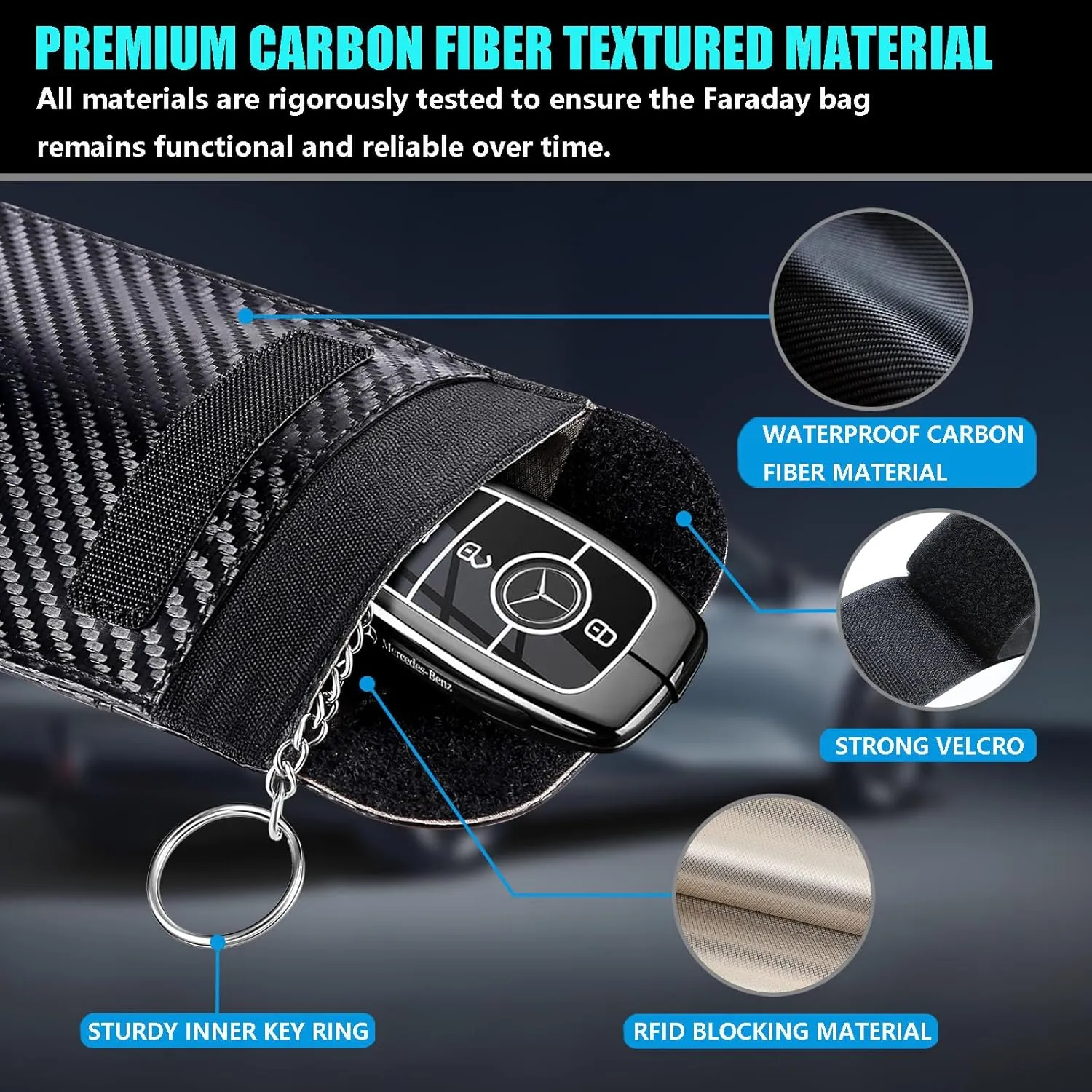 Faraday Bag for Key Fob with ID Window - 2 Pack RFID Signal Blocking Car Key Fob Protector Pouch, Keyless Entry Car Key Fob Shielding Cage (Black & Brown)