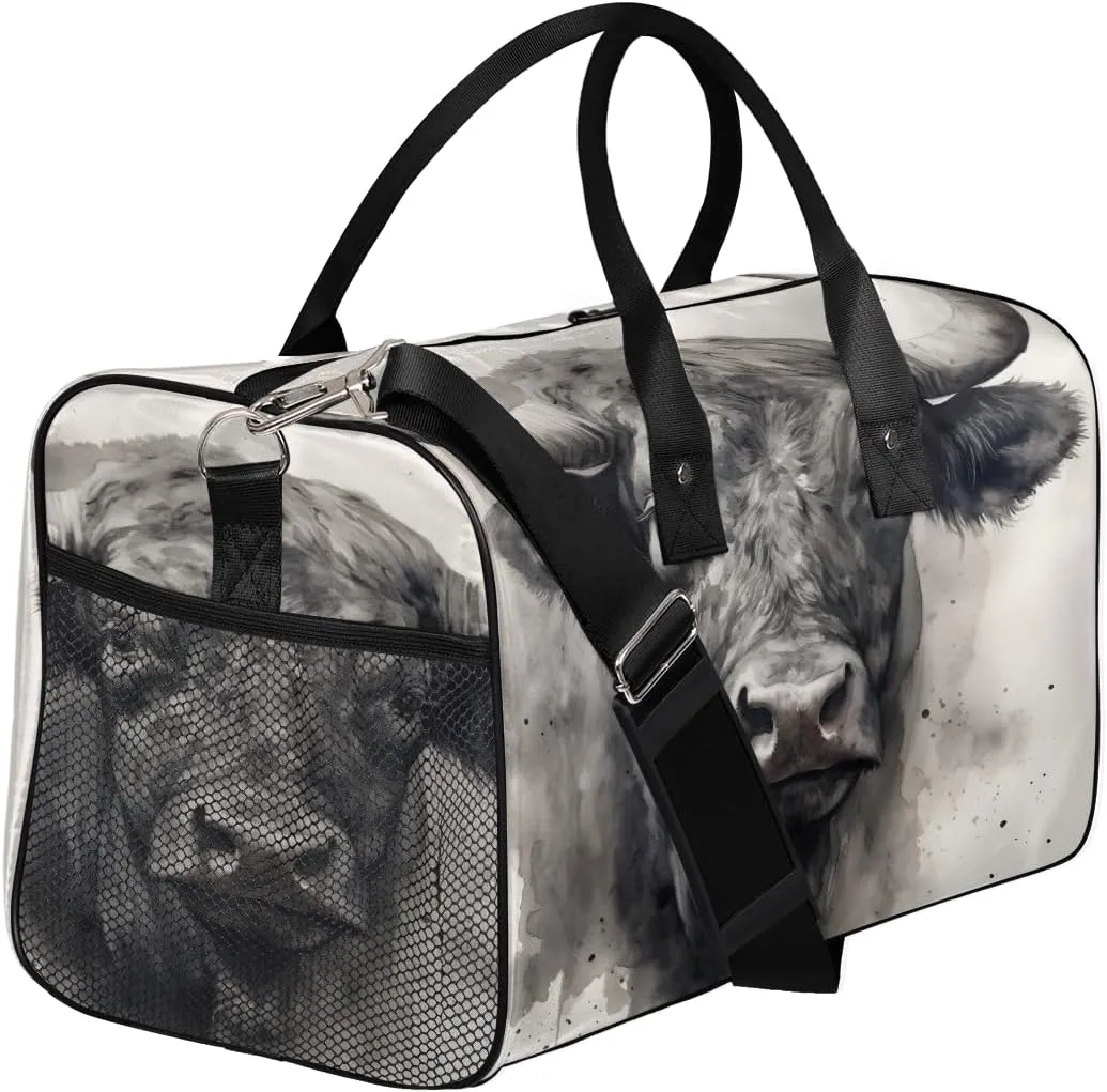 Farm Cattle Travel Duffle Bag for Women Men Foldable Waterproof Weekender Bag Carry on Tote for Overnight Sports Gym Farmhouse