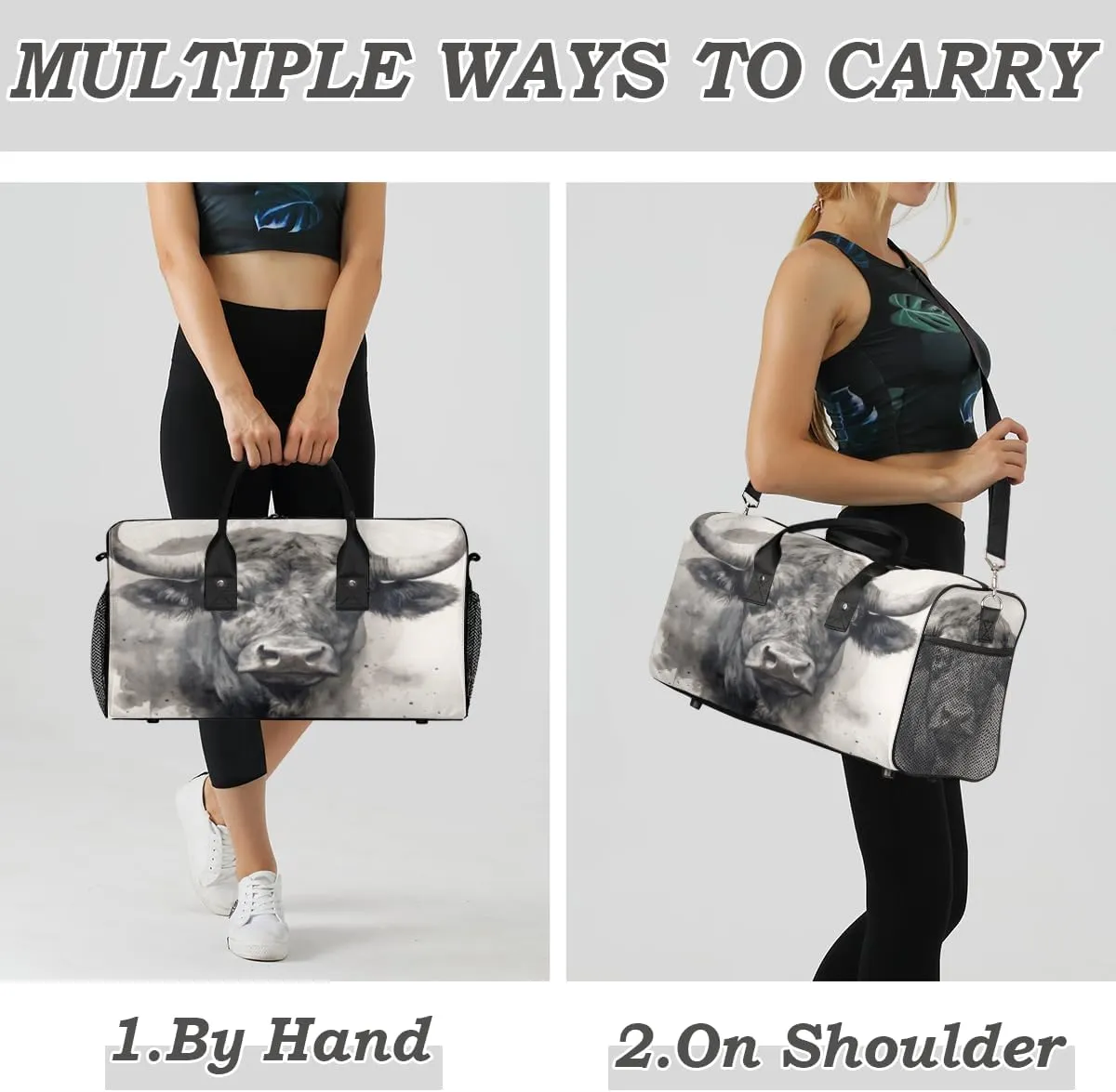 Farm Cattle Travel Duffle Bag for Women Men Foldable Waterproof Weekender Bag Carry on Tote for Overnight Sports Gym Farmhouse