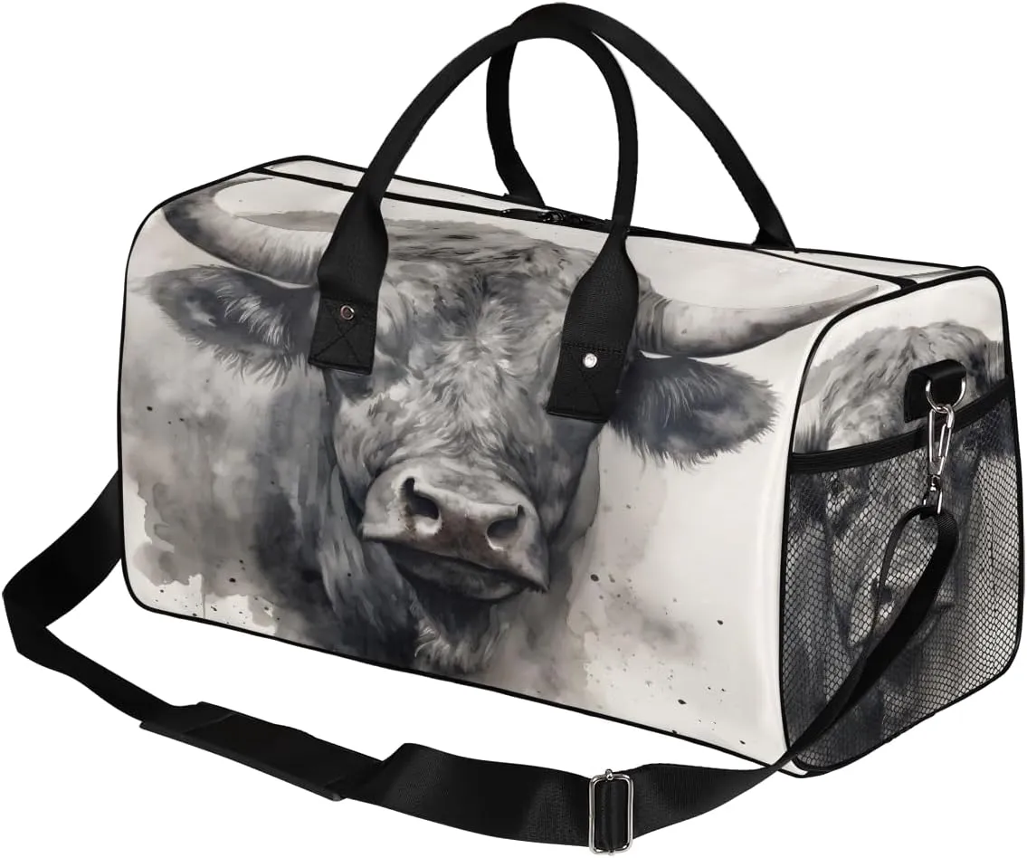 Farm Cattle Travel Duffle Bag for Women Men Foldable Waterproof Weekender Bag Carry on Tote for Overnight Sports Gym Farmhouse