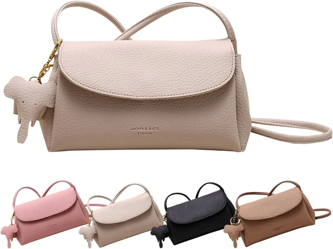 Fashion Crossbody Bag with Elephant Pendant, Women's Mini Stylish PU Crossbody Bag Adjustable Shoulder Bag
