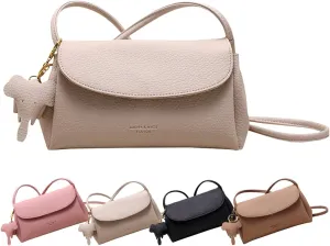 Fashion Crossbody Bag with Elephant Pendant, Women's Mini Stylish PU Crossbody Bag Adjustable Shoulder Bag