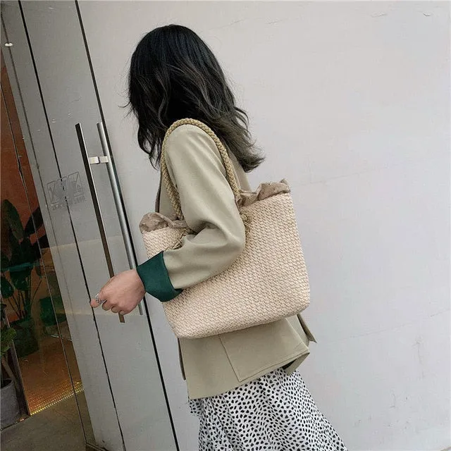 Fashion Rattan Woven Women Handbag