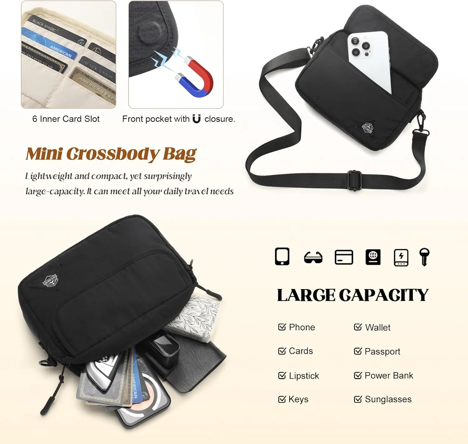 Fashion Waist Packs Mini Crossbody Bag with Adjustable Strap Festival Bag Sling Chest Bag for Workout, Travel