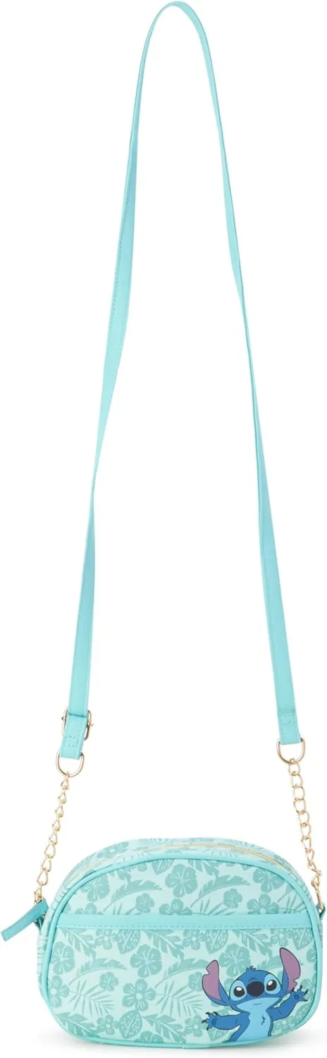 Fast Forward Girls Purse - Hello Kitty, Minnie Mouse, Stitch, Descendants, and Bluey - Cute Girls Bag with Adjustable Strap, Size One Size, Stitch Blue
