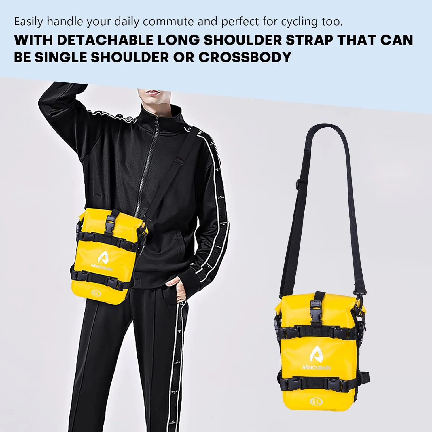 Father's Day Gifts Motorcycle Bumpers Bag Waterproof 6L Motor Crash Bar Bag with Shoulder Strap Motorcycles Side Frame Bag Riding Tools Accessories (PVC Yellow)