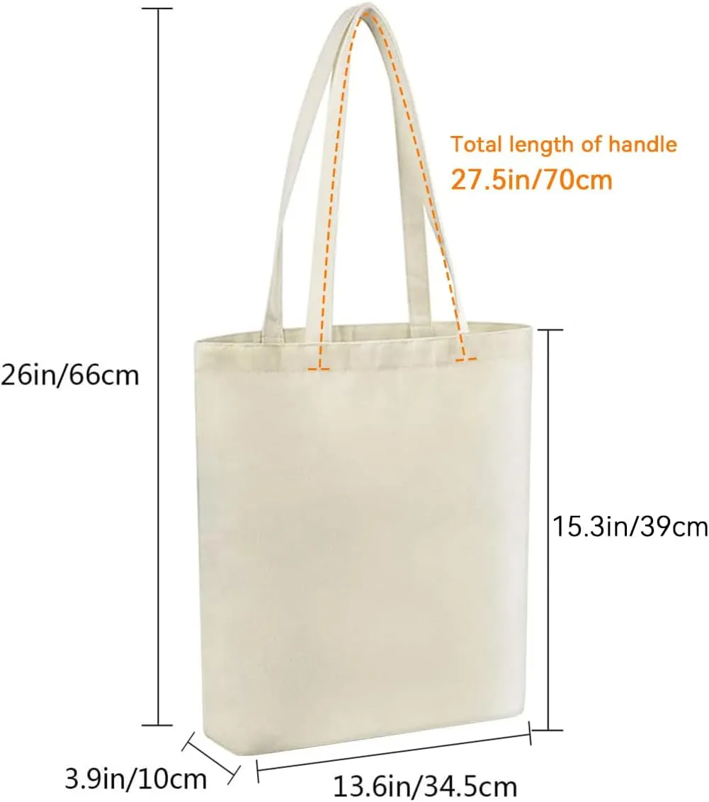 Faylapa 6 Pcs Canvas Tote Bags,Heavy Duty and Strong Easter Hunter Bag Shopping Grocery Bag Blank Cotton Bags for Decorating Crafts DIY,Painting (Beige, 13.6"x 15.3")