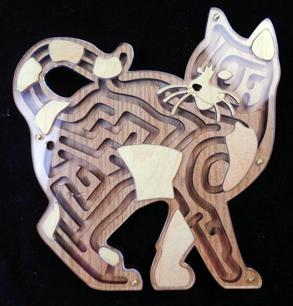 Feed The Cat Maze Puzzle – Beautiful and Sneaky Hard - Handcrafted USA
