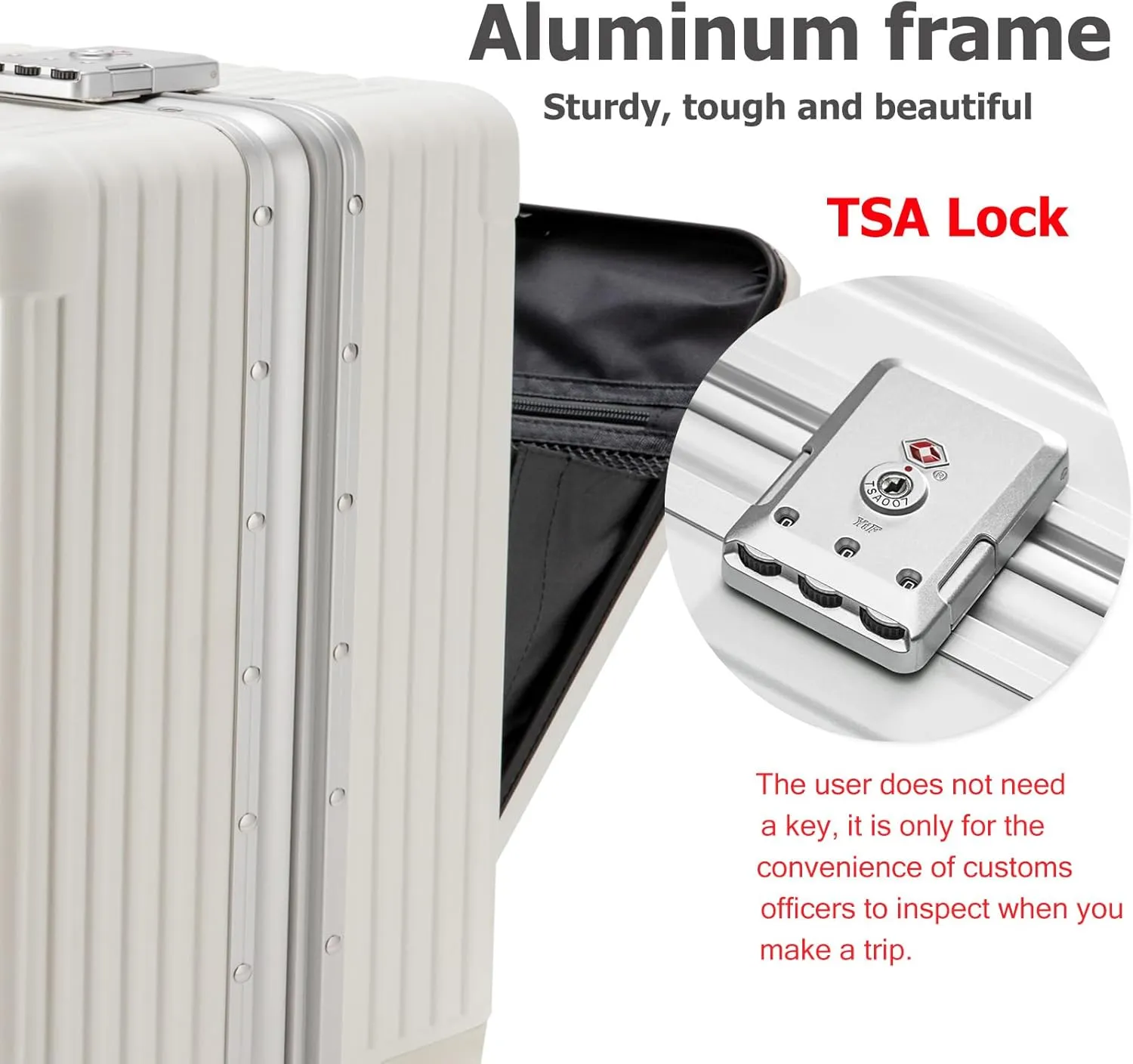 feilario 20in Aluminium Frame Hardside Spinner Wheel Luggage, Built-In TSA lock Carry on Suitcase, with Cup Holder & USB Port & Phone Holder