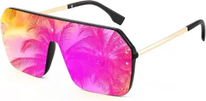 FEISEDY Classic Siamese One Piece Sunglasses Nice Rimless Stylish Retro Design for Women Men B2574