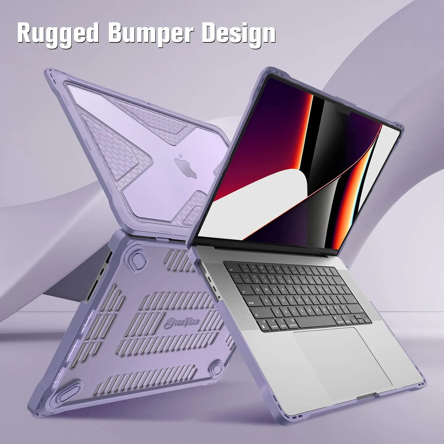Fintie Case for MacBook Pro 16 Inch A3403 A3186 A2991 A2780 A2485 (2024 2023 2022 2021) - Heavy Duty Rugged Hard Shell Cover with TPU Bumper for MacBook Pro 16" M4/M3/M2/M1 Pro/Max Chip, Lilac