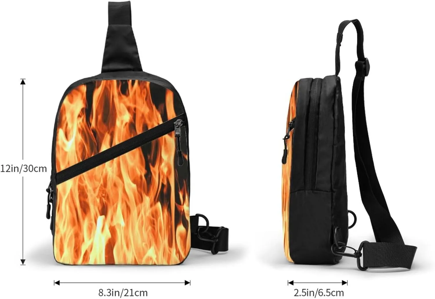 Fire Burning Campfire Sling Bag for Men Women, Small Crossbody Sling Backpack Shoulder Chest Bag, Anti Theft Travel Hiking Sports