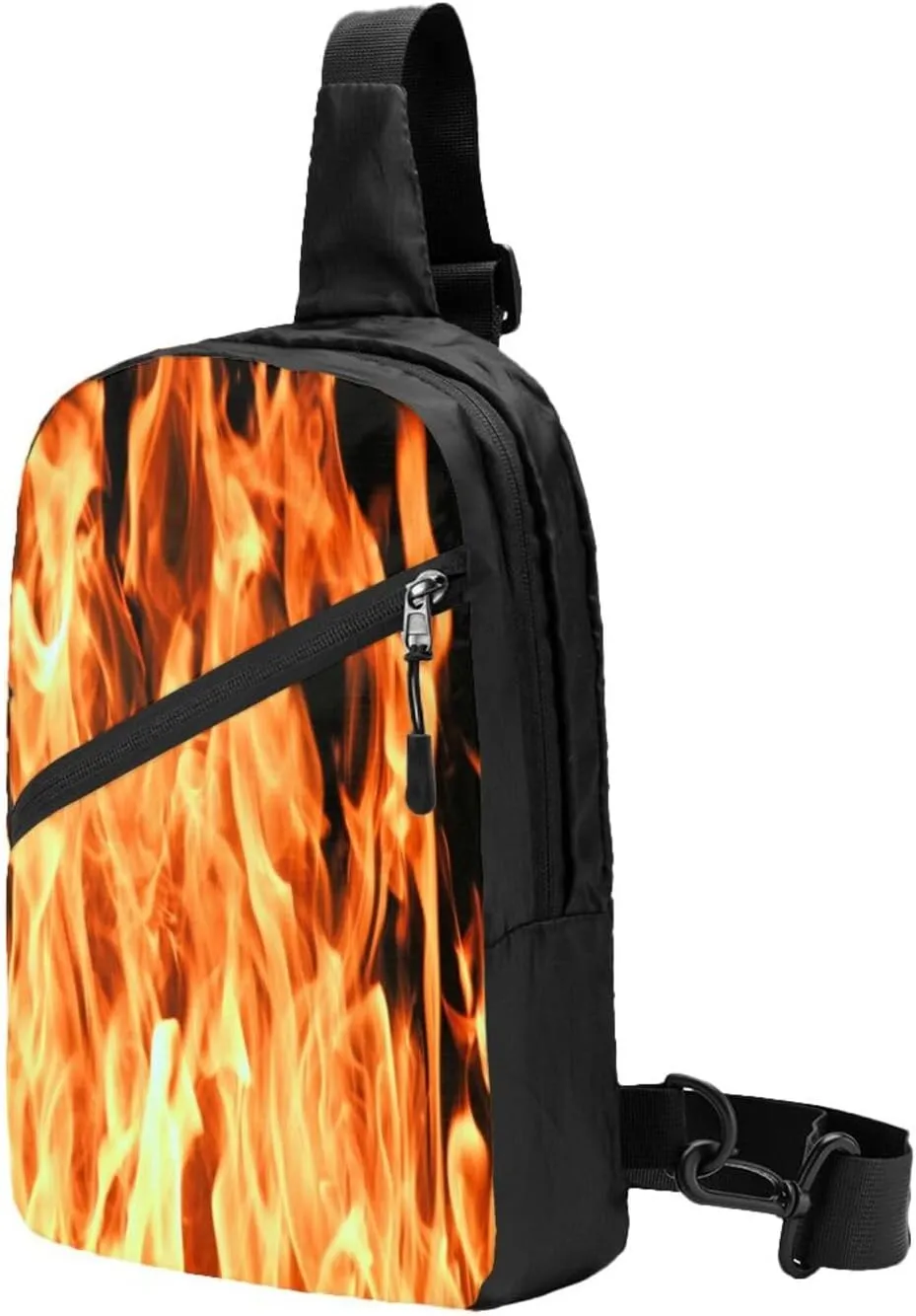 Fire Burning Campfire Sling Bag for Men Women, Small Crossbody Sling Backpack Shoulder Chest Bag, Anti Theft Travel Hiking Sports
