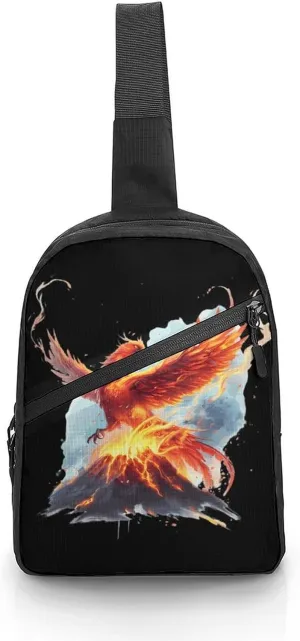 Fire Phoenixes Volcanoes Eruption Foldable Crossbody Sling Bags Shoulder Backpack Chest DayPack Handbag