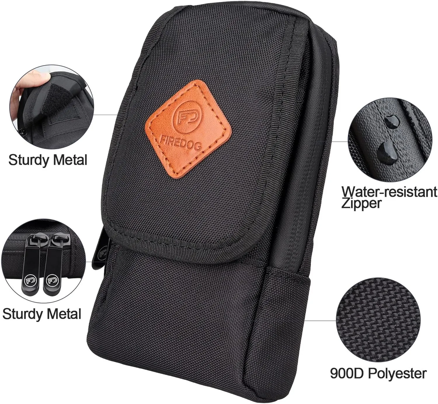 FIREDOG Smell Proof Bag, Odor Proof Pouch Dog Tested Mini Stash Crossbody Bags for Travel Storage (Black)